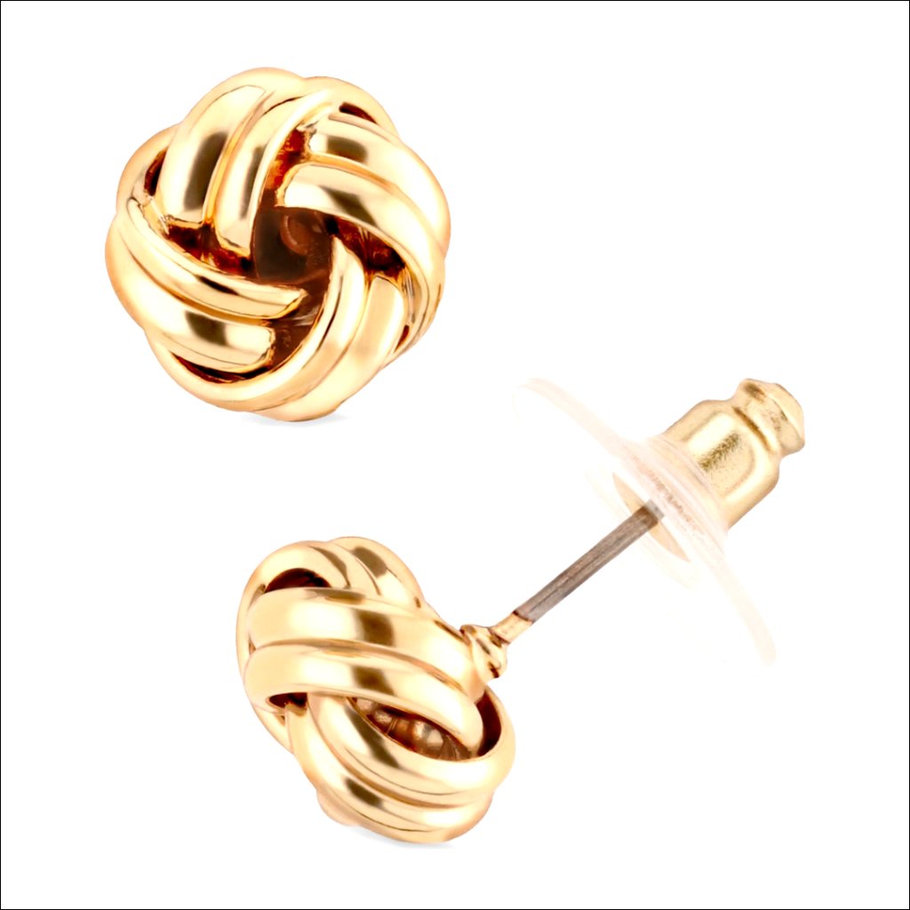 Gold-Tone Knot Stud Earrings, Pierced, Base Metal